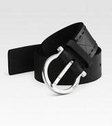 A casual look crafted from gancio-textured calfskin leather. Gunmetal buckle About 1½ wide Made in Italy 