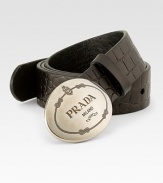 Logo metal buckle joins together this embossed leather design.LeatherAbout 1½ wideMade in Italy