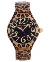 Betsey Johnson helps you unleash your wild side with this exotic, leopard-printed watch.