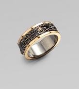 A stunning two-tone ring featuring an outer band plated in luscious rose gold and a spinning interior band of intricately designed blackened sterling silver.Black rhodium- and rose gold-plated silverWidth, about ½Diameter, about 1Imported