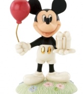 Treat the birthday boy or girl to a visit from Mickey Mouse. With a red balloon in one hand and a present in the other, Disney's most charming mouse grins ear to ear in Lenox fine china. Qualifies for Rebate