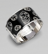 Great worn alone or stacked together, this wide cuff has creepy-cool skulls, stud details and Alexander McQueen-engraved logo on interior. Enamel Brass Diameter, about 2¼ Width, about 1¼ Imported