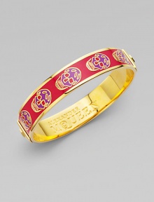 Punk-chic skulls make a statement on this svelte cuff, complete with a logo engraved interior.EnamelBrassWidth, about ½Diameter, about 2½Imported Punk-chic skulls make a statement on this svelte cuff, complete with a logo engraved interior.EnamelBrassWidth, about ½Diameter, about 2½Imported