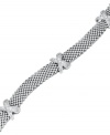 X marks the sport. Round-cut diamonds (1/3 ct. t.w.) decorate chic, X-shaped stations on this sterling silver mesh bracelet. Approximate length: 7-1/2 inches.