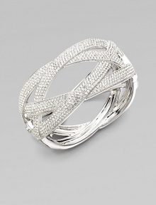 EXCLUSIVELY AT SAKS. A wide pattern of elegantly interwoven strands of pavé crystal creates a look of endless sparkle.Crystal Rhodium plated Diameter, about 2¼ Hinged with push-lock clasp Imported