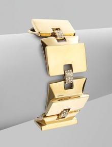 A sleek design with square links and pavé rhinestone connectors. Glass stonesGoldtone white metalLength, about 7½Fold-over closureImported A sleek design with square links and pavé rhinestone connectors. Glass stonesGoldtone white metalLength, about 7½Fold-over closureImported