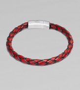 A hand-braided strand of fine Italian leather is offset by a gleaming sterling silver clasp. Leather Sterling silver About 8¼ long Lobster clasp Made in the United Kingdom 