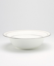 This collection of versatile and stylish round vegetable/salad bowls will coordinate perfectly with a variety of table linens and flatware. An ornate scroll motif trimmed in platinum adds a sophisticated sensibility to your tabletop. This collection of versatile and stylish round vegetable/salad bowls will coordinate perfectly with a variety of table linens and flatware. An ornate scroll motif trimmed in platinum adds a sophisticated sensibility to your tabletop.