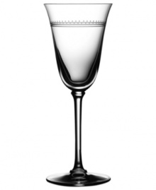Romance weds modern sensibility in bridal designer Vera Wang's exquisite Grosgrain stemware collection. Echoing the decorative touches that transform a bridal gown, Grosgrain wine glasses are adorned with a border of textured details. Wine glass shown far left. Romance weds modern sensibility in bridal designer Vera Wang's exquisite Grosgrain stemware collection. Echoing the decorative touches that transform a bridal gown, Grosgrain wine glasses are adorned with a border of textured details. Wine glass shown far left.
