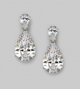 EXCLUSIVELY AT SAKS. A breathtaking pear shaped drop earring in cubic zirconia.Cubic zirconia Rhodium plated sterling silver Length, about 1 Width, about ½ Post and clutch backs Imported 