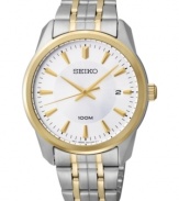 Golden accents create a sophisticated  look on this dress watch from Seiko.