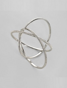 EXCLUSIVEY AT SAKS. Three slender, intertwined bangles shimmer with pavé crystals. Crystal Rhodium plated Diameter, about 2¾ Imported EXCLUSIVEY AT SAKS. Three slender, intertwined bangles shimmer with pavé crystals. Crystal Rhodium plated Diameter, about 2¾ Imported