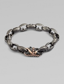 Modern update, enhanced by exquisite details define this rhodium and rose gold plated steel bracelet with brushed matte finish.From the UK CollectionSteelLength, about 9Lobster clasp closureImported Modern update, enhanced by exquisite details define this rhodium and rose gold plated steel bracelet with brushed matte finish.From the UK CollectionSteelLength, about 9Lobster clasp closureImported