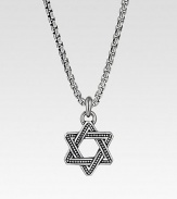 A fine chain holds a Star of David pendant hand-forged with dimensional detail in sterling silver. Sterling silver Chain length, about 20 Lobster clasp Made in USA 