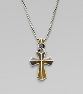 Rayskin-textured sterling silver cross is detailed with tiger's iron inlay. Pendant, about 1¾ long Necklace, about 20 long Imported