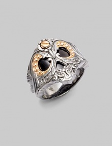 A modern expression of singular style, crafted in detailed sterling silver with rose gold detail and onyx eye detail. Sterling silver Rose gold Onyx About 1 diam. Imported 