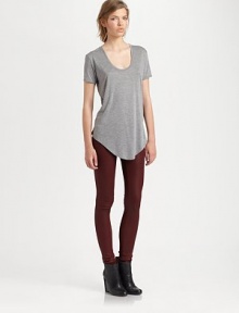 From the HELMUT capsule collection, this lightweight jersey essential is updated in a modern, flattering fit.ScoopneckDropped shouldersShort sleevesFront contour hemAbout 25 from shoulder to hem80% modal/20% nylonDry cleanImported of USA fabricModel shown is 5'10 (177cm) wearing US size Small. From the HELMUT capsule collection, this lightweight jersey essential is updated in a modern, flattering fit.ScoopneckDropped shouldersShort sleevesFront contour hemAbout 25 from shoulder to hem80% modal/20% nylonDry cleanImported of USA fabricModel shown is 5'10 (177cm) wearing US size Small.
