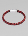 A hand-braided strand of fine Italian leather is offset by a gleaming sterling silver clasp. Leather Sterling silver About 8¼ long Lobster clasp Made in the United Kingdom 