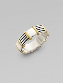 Alternating panels of smooth and ridged sterling silver are separated by thin strands of 18k gold. From the Royal Cord Collection Sterling silver 18k gold Imported Alternating panels of smooth and ridged sterling silver are separated by thin strands of 18k gold. From the Royal Cord Collection Sterling silver 18k gold Imported