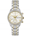 Glistening with Swarovski elements, this glamorous timepiece from Seiko updates the classic chronograph.