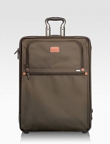 A large, versatile case with removable garment sleeve and an easy, pop-up expandable main compartment for up to two weeks of travel. Zip closureTelescoping handleTop, side and bottom handlesExterior, interior zip pocketsAdd-a-Bag strapRemovable interior garment sleeve18¾W X 26H X 13D (expands to 15½)Ballistic nylonImported A large, versatile case with removable garment sleeve and an easy, pop-up expandable main compartment for up to two weeks of travel. Zip closureTelescoping handleTop, side and bottom handlesExterior, interior zip pocketsAdd-a-Bag strapRemovable interior garment sleeve18¾W X 26H X 13D (expands to 15½)Ballistic nylonImported