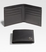 Leather wallet with dark palladium hardware.Six card slots and two bill compartments4W x 4HMade in Italy