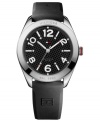 A sporty black silicone watch with touches of sophistication from Tommy Hilfiger.