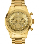 Go for the win in this golden chronograph watch from Nautica.