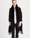 EXCLUSIVELY AT SAKS.COM A luxurious cashmere design with fringed ends and dyed fox accents. Fully linedAbout 30 X 70Specialist dry cleanImported Fur origin: Finland