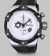 The 48mm Supersportivo comes with a signature brushed steel case, signature 11mm crown and full chronograph function, highlighting its' attention to quality and detail.Round bezelQuartz movementThree-eye chronograph functionalityWater resistant to 10 ATMStainless steel case: 48mm (1.89)Second handRubber bandMade in Italy