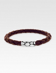 A sterling silver button clasp offers contrasting color and texture to finely braided leather. Length, about 8 Imported A sterling silver button clasp offers contrasting color and texture to finely braided leather. Length, about 8 Imported