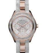 An intriguing combination of dusky marble and warm rose make this AX Armani Exchange watch a must-own fashion piece.