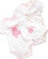 This GUESS? bodysuits set for her includes an adorable bib embroidered with a pink bear.