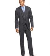 Sleek and sophisticated, this smooth three-piece suit from Alfani RED makes a great addition to any guy's wardrobe.