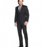 Suit up! Keep your confidence and class in line with this slim-fit striped suit from Tallia.