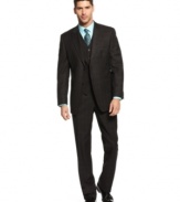 Update your cool classic look with a windowpane pattern on this 3-piece suit from Sean John.