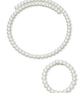 Wrap yourself in elegance. A matching wire coil necklace and bracelet in white cultured freshwater pearls (6-6-1/2 mm) make an elegant statement, perfect for any occasion. Approximate length (necklace): 18 inches. Approximate length (bracelet): 7 inches.