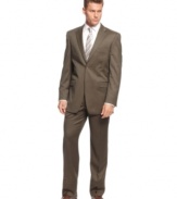 Kick it into neutral for all-day sophistication in this khaki classic-fit suit from Jones New York.