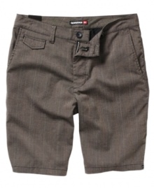 Toss the bulky cargos and get hip to the stylish shape of these casual shorts from Quiksilver. Toss the bulky cargos and get hip to the stylish shape of these casual shorts from Quiksilver.