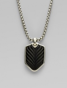 A cool and casual touch features a sterling silver dogtag-style pendant lined in chevron-textured onyx. From the Chevron Collection Black onyx Sterling silver Pendant, about 1 long Chain length, about 22 Lobster clasp Imported A cool and casual touch features a sterling silver dogtag-style pendant lined in chevron-textured onyx. From the Chevron Collection Black onyx Sterling silver Pendant, about 1 long Chain length, about 22 Lobster clasp Imported