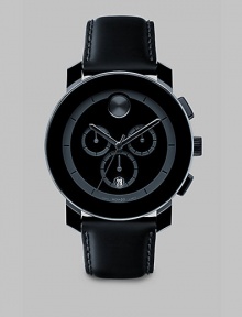 A sleek and modern timepiece designed with three-eye chronograph functionality and Swiss quartz precision. Round bezel Quartz movement Three-eye chronograph functionality Water resistant to 3 ATM Date function at 6 o'clock Second hand Stainless steel/composite case: 43.5mm (1.71) Leather strap Imported A sleek and modern timepiece designed with three-eye chronograph functionality and Swiss quartz precision. Round bezel Quartz movement Three-eye chronograph functionality Water resistant to 3 ATM Date function at 6 o'clock Second hand Stainless steel/composite case: 43.5mm (1.71) Leather strap Imported