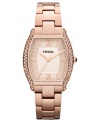 Shimmering crystals run down the rosy silhouette of this Wallace collection watch, by Fossil.