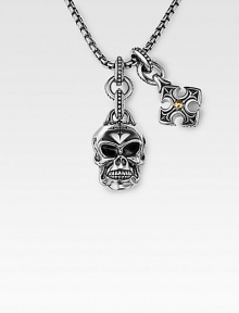 A wholly original and utterly fashionable look in braided sterling silver with a weighty skull accent, and another cross charm studded with 18K gold. From the UnKaged Collection Skull, 1H Cross, ¾H Endless chain, 26 long Made in USA A wholly original and utterly fashionable look in braided sterling silver with a weighty skull accent, and another cross charm studded with 18K gold. From the UnKaged Collection Skull, 1H Cross, ¾H Endless chain, 26 long Made in USA