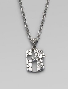 A richly textured dogtag design is crafted in polished sterling silver on a modern chain necklace. Adjustable necklace, about 20 Imported A richly textured dogtag design is crafted in polished sterling silver on a modern chain necklace. Adjustable necklace, about 20 Imported