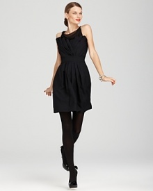 Make an entrance (and a lasting impression) in this sublime Rachel Roy dress. A sheer tank inset lends elegance while a pleated strapless bodice creates a playful silhouette. Make an entrance (and a lasting impression) in this sublime Rachel Roy dress. A sheer tank inset lends elegance while a pleated strapless bodice creates a playful silhouette.