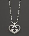 From the Love Britt collection, a sterling silver bead necklace with heart pendant. Designed by Gucci.