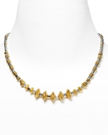 Experiment with texture with this beaded necklace from Vanessa Mooney. Crafted of a mix of gold-plated and silver plated beads, it perfect edgy yet eclectic accessorizing. Experiment with texture with this beaded necklace from Vanessa Mooney. Crafted of a mix of gold-plated and silver plated beads, it perfect edgy yet eclectic accessorizing.