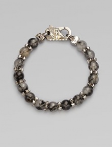 A bold look for the trendsetting man, a sterling silver bracelet with a polished Union Jack clasp and alternating sterling silver and rutilated quartz beads.Black rhodium-plated sterling silver10mm rutilated quartz beadsLobster clasp closureBracelet, 8¾ longImported