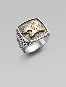 Intricate design features an 18K gold tiger's head on a signature sterling silver ring. Sterling silver18k goldAbout ¾ wideImported Intricate design features an 18K gold tiger's head on a signature sterling silver ring. Sterling silver18k goldAbout ¾ wideImported