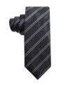 Add a little shine to your star status with this metallic striped skinny tie from Alfani.